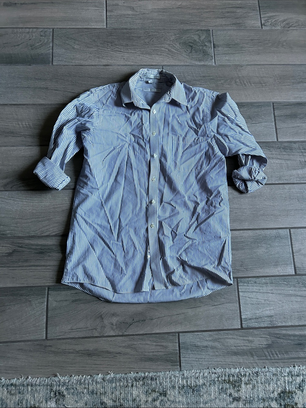 Geoffrey Beene Blue and White Striped Dress Shirt